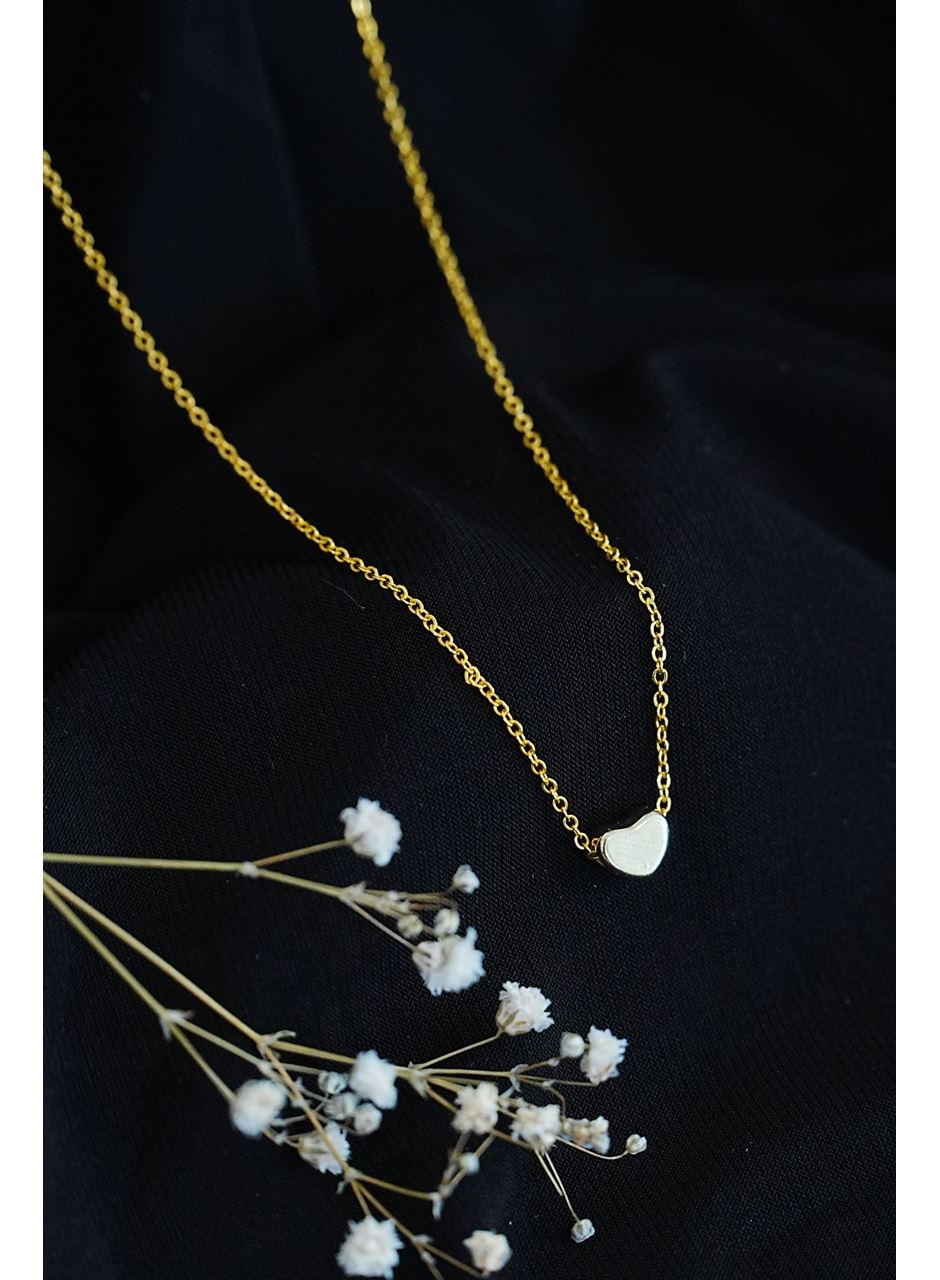 Taşsız Kalpli Kolye Gold Renk