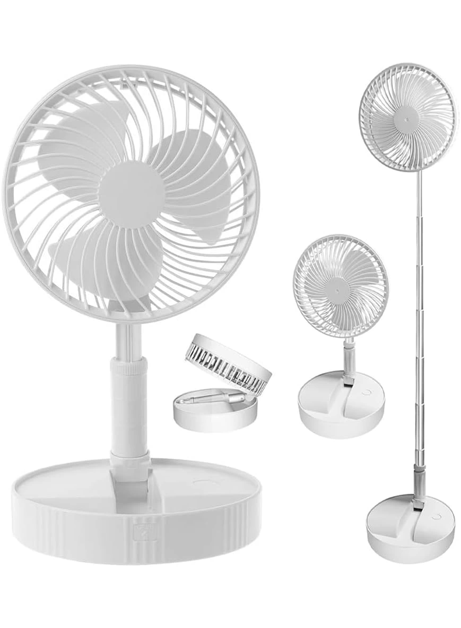 Teleskopik Fan Vantilatör 4 Modlu Şarjlı Katlanabilir Yükseltilebilir Taşınabilir Serinletici Portatif Masa Vantilatörü (