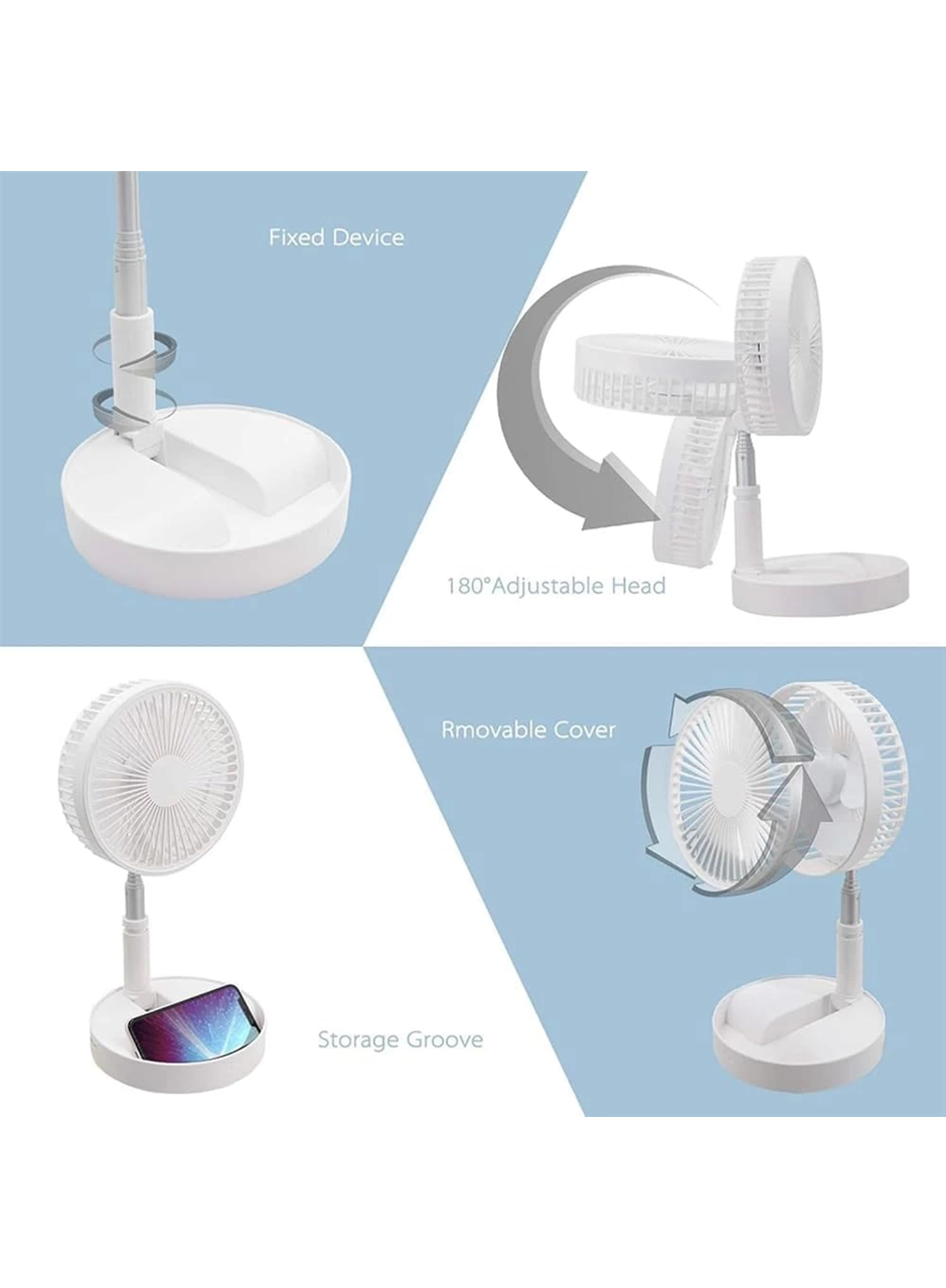Teleskopik Fan Vantilatör 4 Modlu Şarjlı Katlanabilir Yükseltilebilir Taşınabilir Serinletici Portatif Masa Vantilatörü (