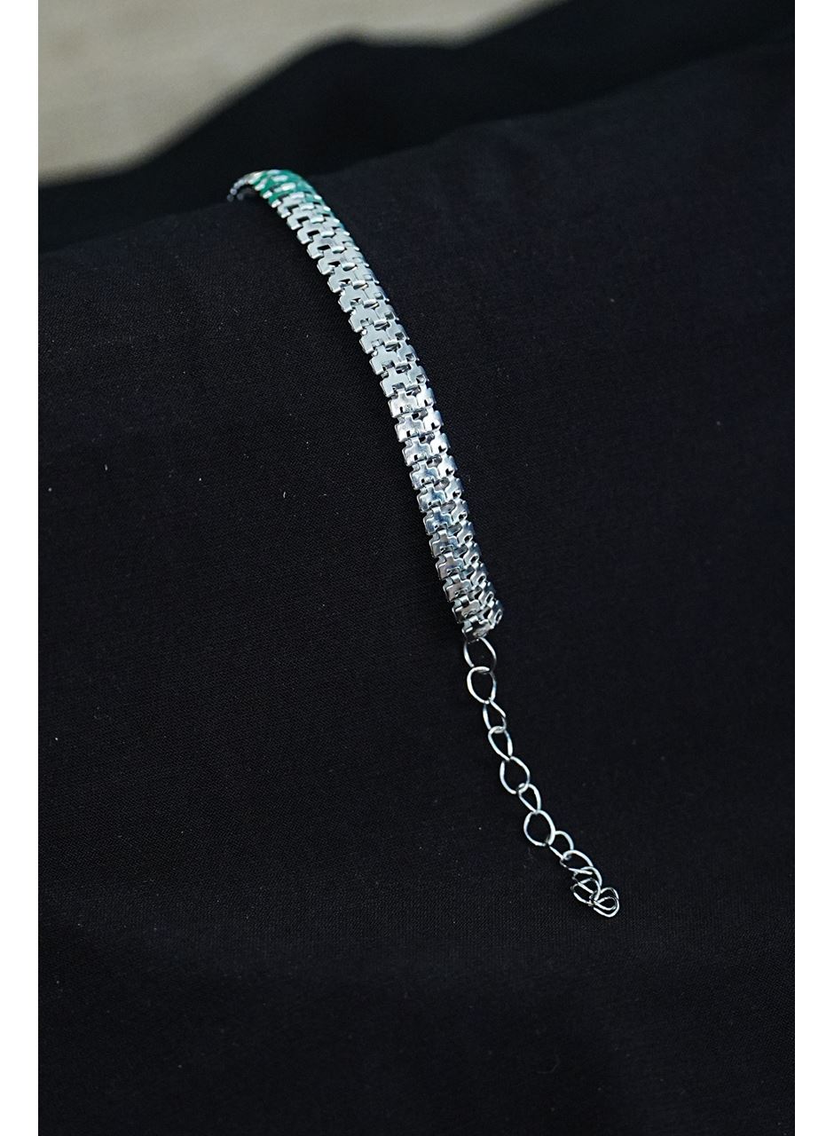 Unisex Tırtıl Model Gümüş Renk Künye Bileklik