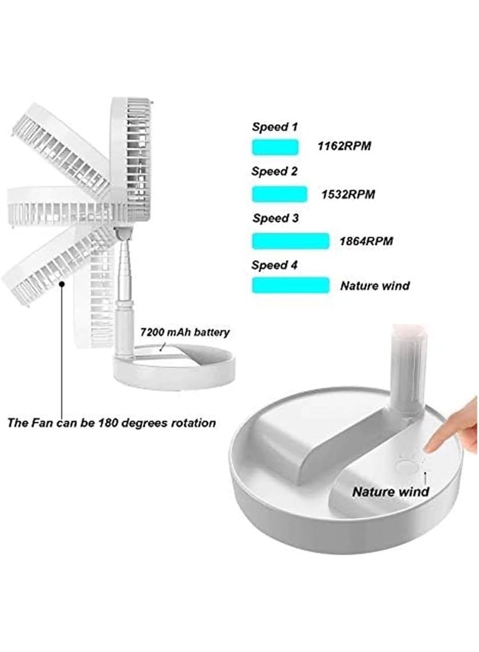 Teleskopik Fan Vantilatör 4 Modlu Şarjlı Katlanabilir Yükseltilebilir Taşınabilir Serinletici Portatif Masa Vantilatörü (
