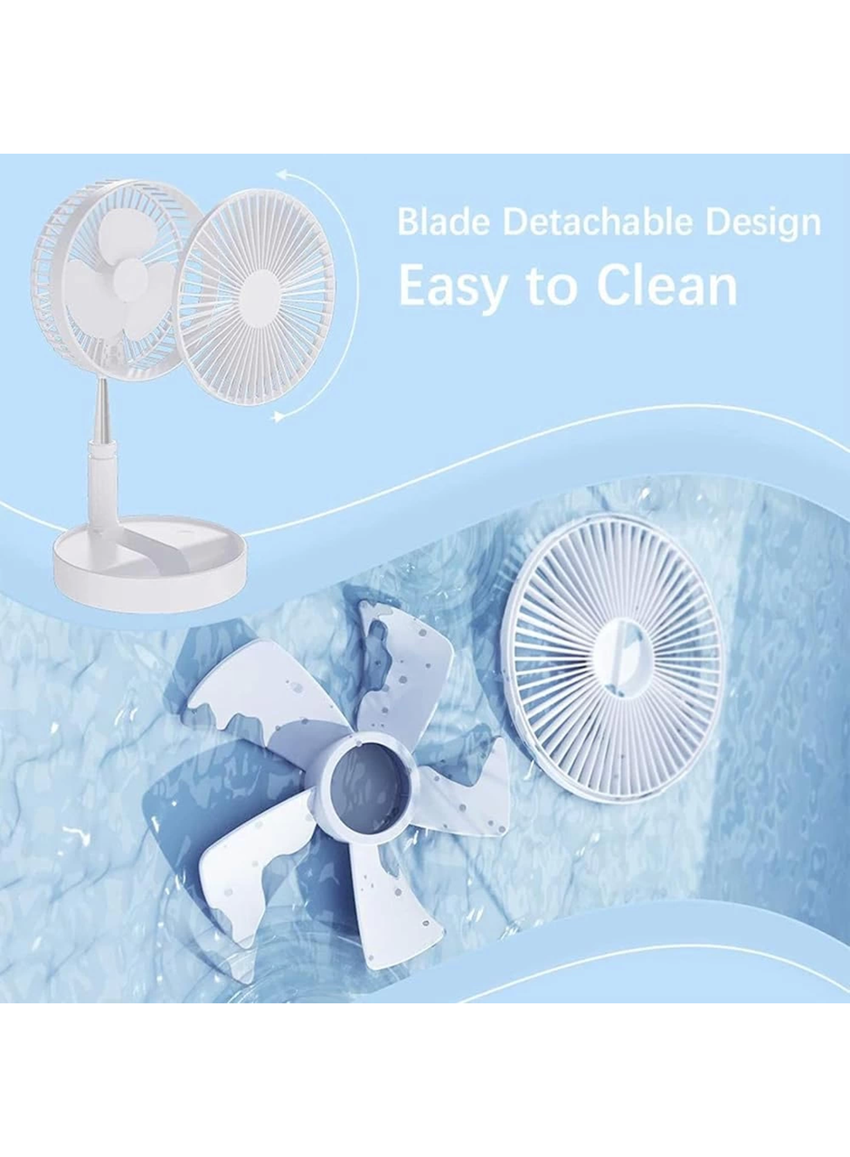 Teleskopik Fan Vantilatör 4 Modlu Şarjlı Katlanabilir Yükseltilebilir Taşınabilir Serinletici Portatif Masa Vantilatörü (