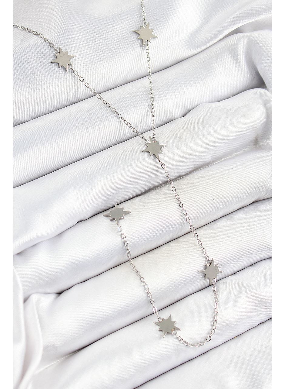 316L Çelik Kutup Yıldızı Figürlü Y Model Gümüş Renk Kadın Kolye