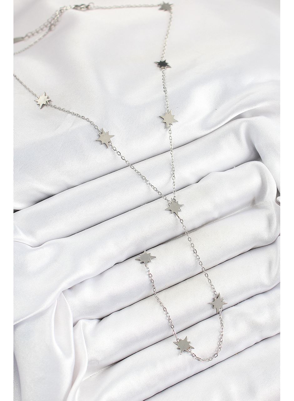 316L Çelik Kutup Yıldızı Figürlü Y Model Gümüş Renk Kadın Kolye