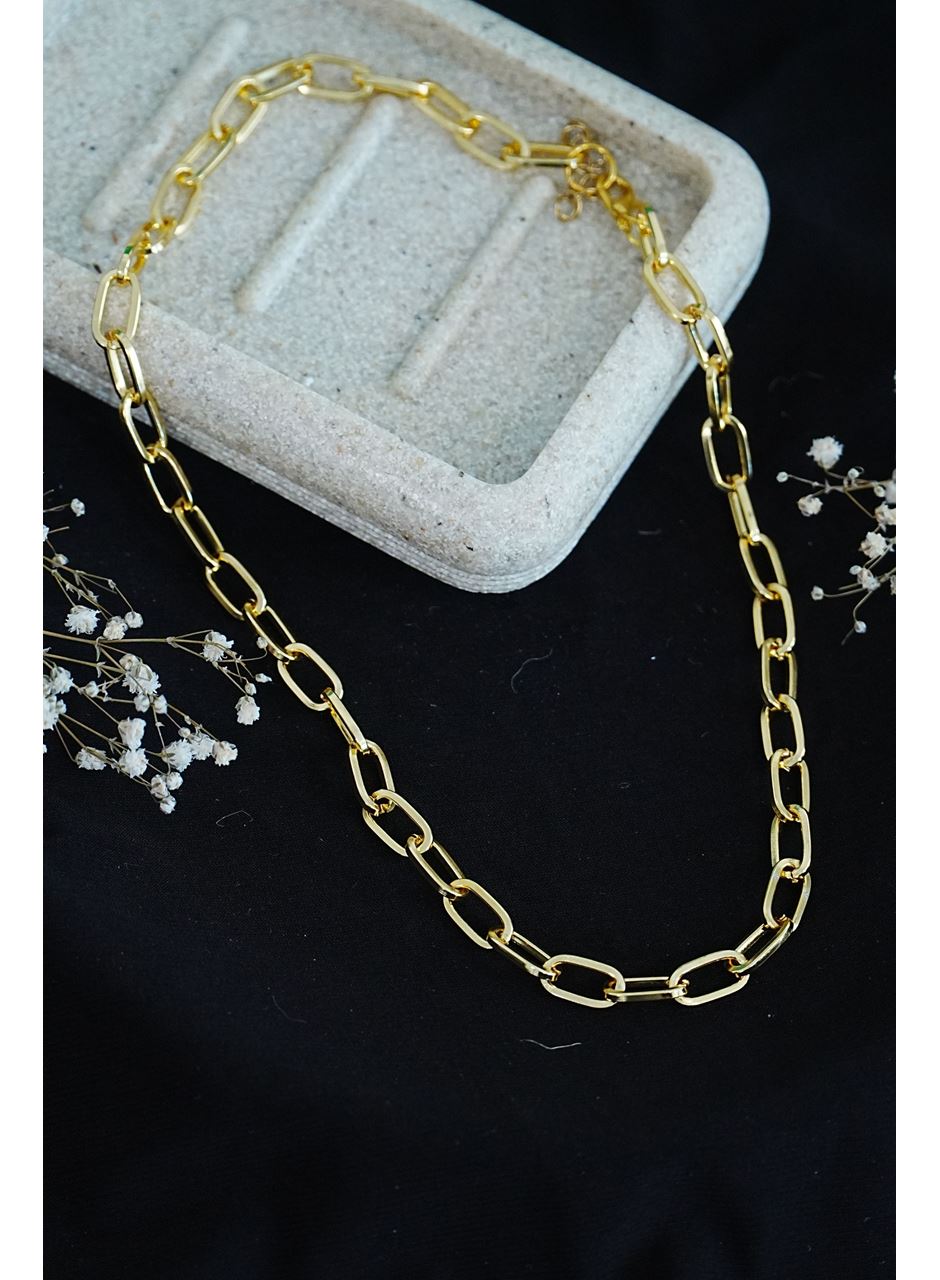 Gerdanlık Kolye Dikdörtgen Model Altın Rengi