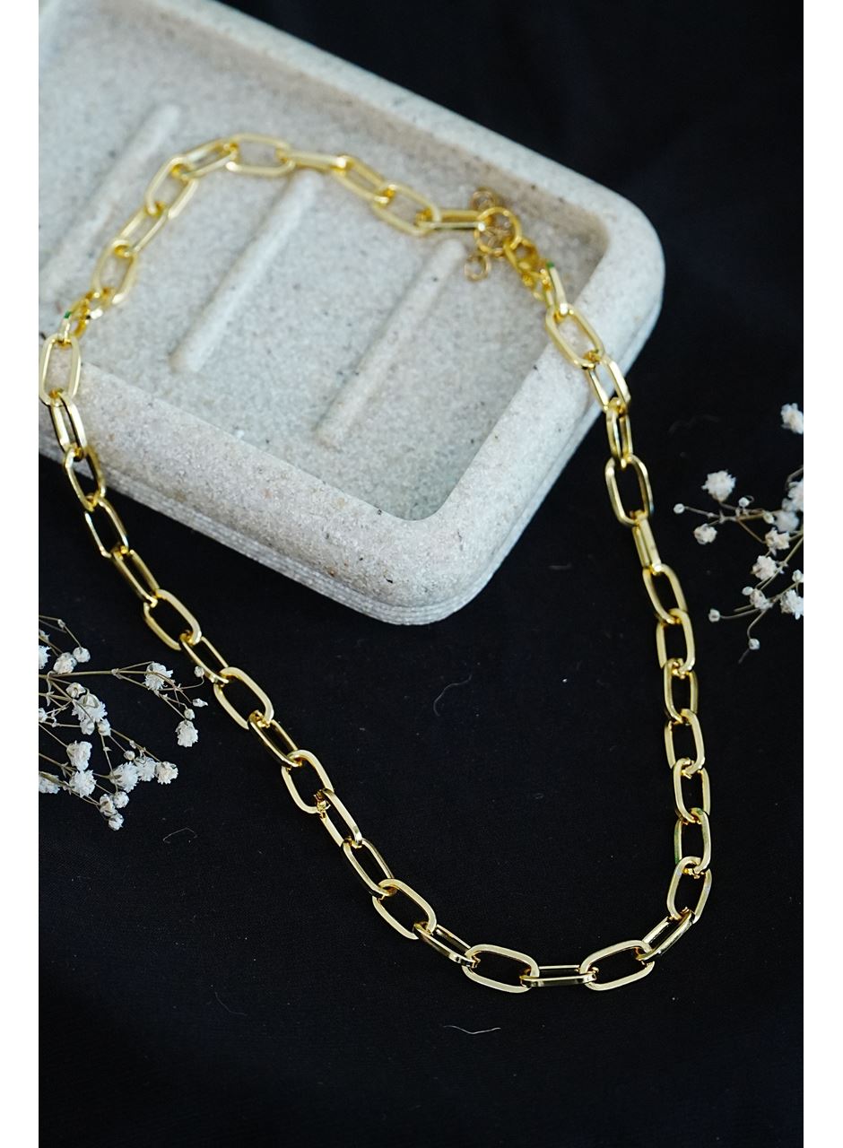 Gerdanlık Kolye Dikdörtgen Model Altın Rengi