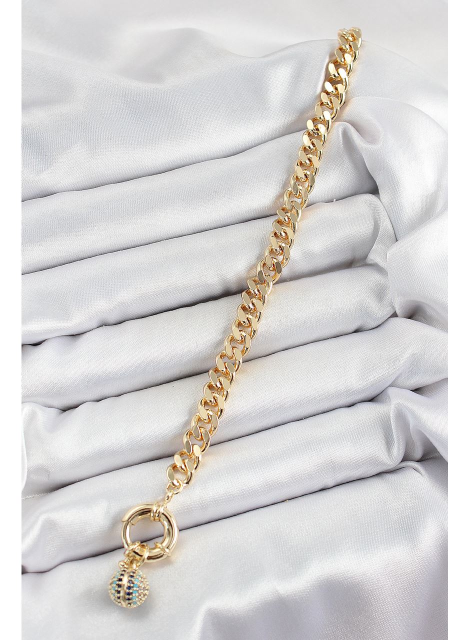 Pirinç Nazar Model Zirkon Taşlı Gold Renk VİP Seri Kadın Bileklik