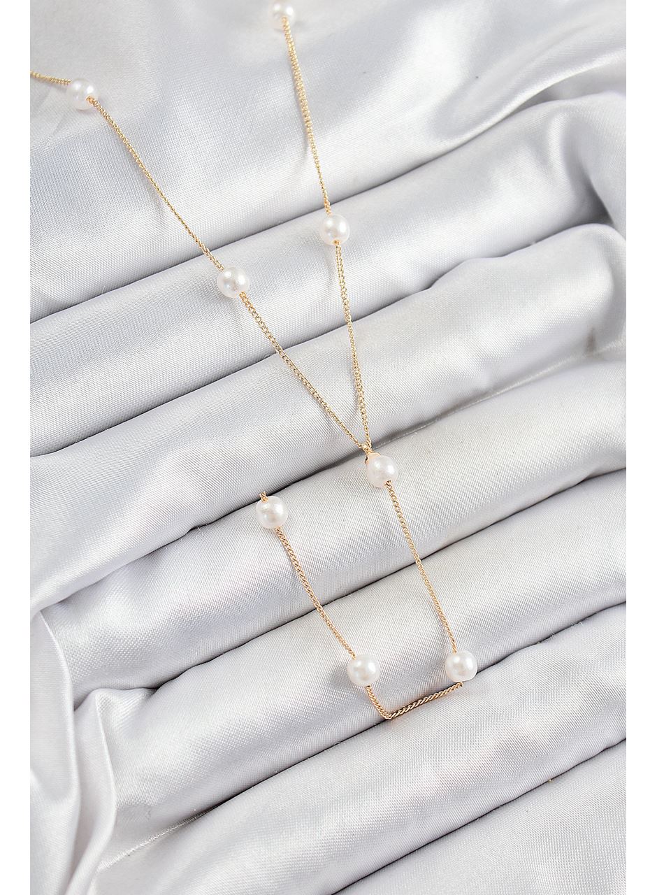 Pirinç İnci Figürlü Y Model Gold Renk Kadın Kolye