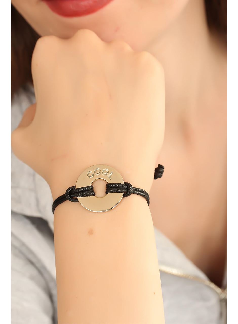 COOL (Havalı) Siyah Deri İpli Unisex Mood Bileklik