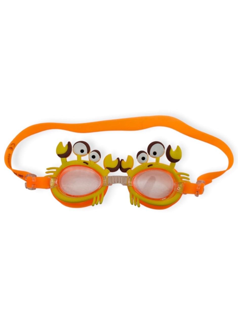 Çocuk Yüzücü Gözlüğü Silikon Taşıma Çantalı Turuncu Yengeç - 9014