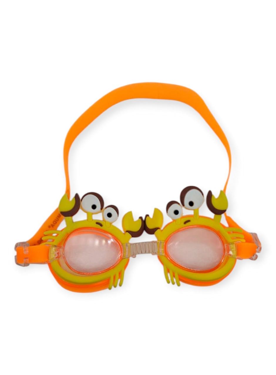 Çocuk Yüzücü Gözlüğü Silikon Taşıma Çantalı Turuncu Yengeç - 9014