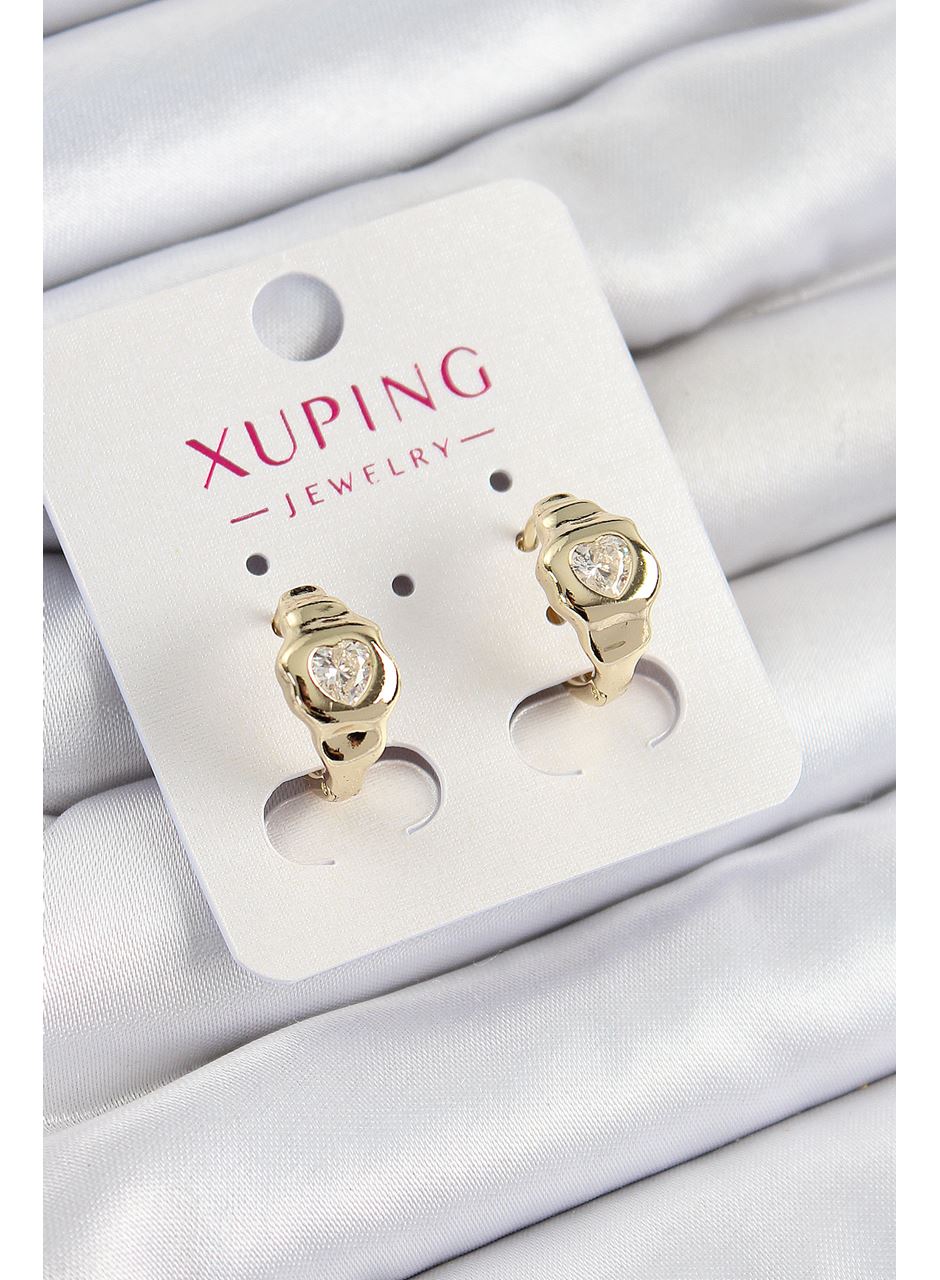 Xuping Zirkon Taşlı Kalp Model Gold Renk Kadın Küpe