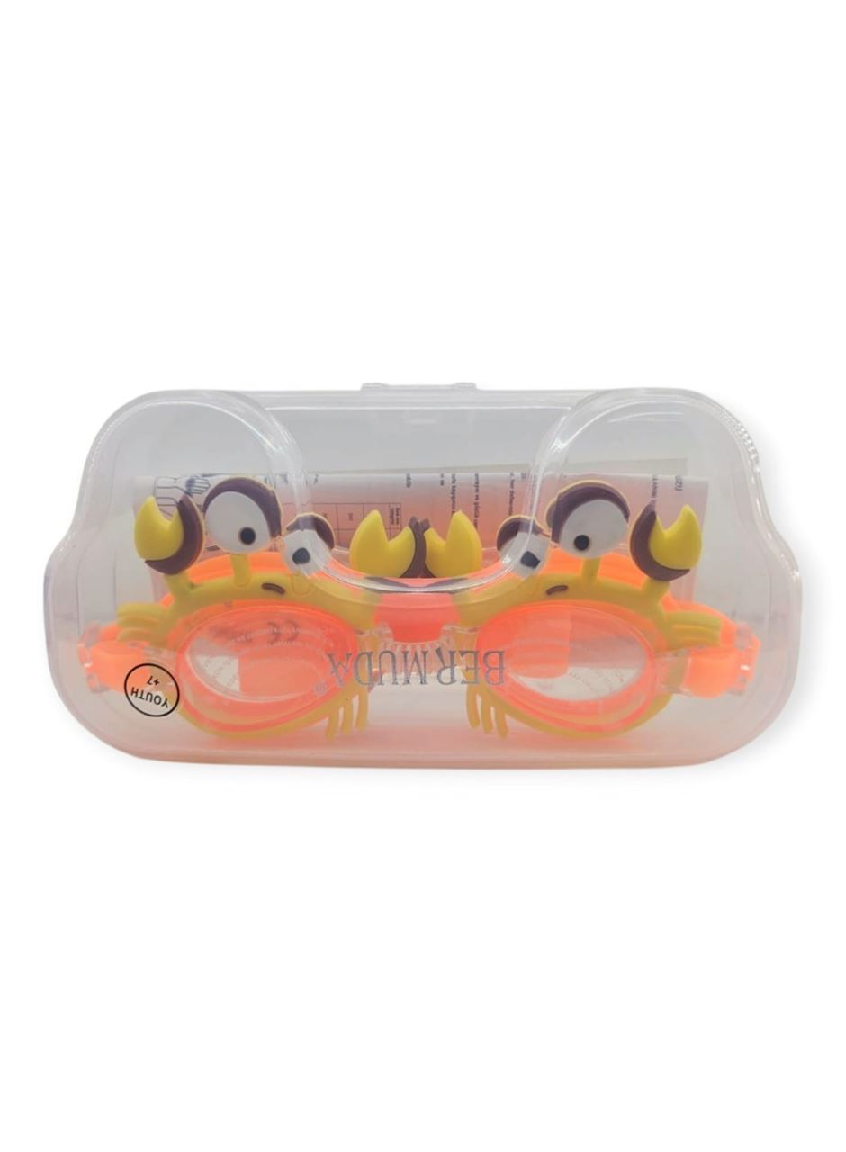 Çocuk Yüzücü Gözlüğü Silikon Taşıma Çantalı Turuncu Yengeç - 9014