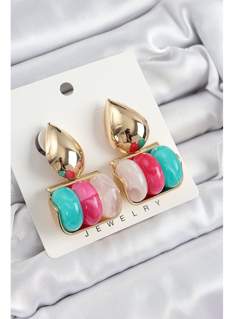 Pirinç Karışık Renk Vintage Model Kadın Küpe