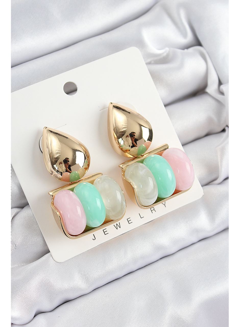 Pirinç Karışık Renk Vintage Model Kadın Küpe