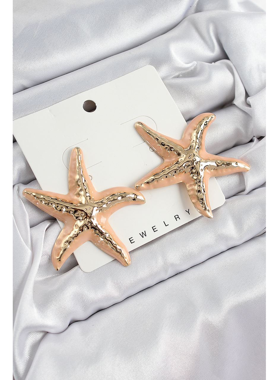 Pirinç Krem Deniz Yıldızı Model Vintage Kadın Küpe