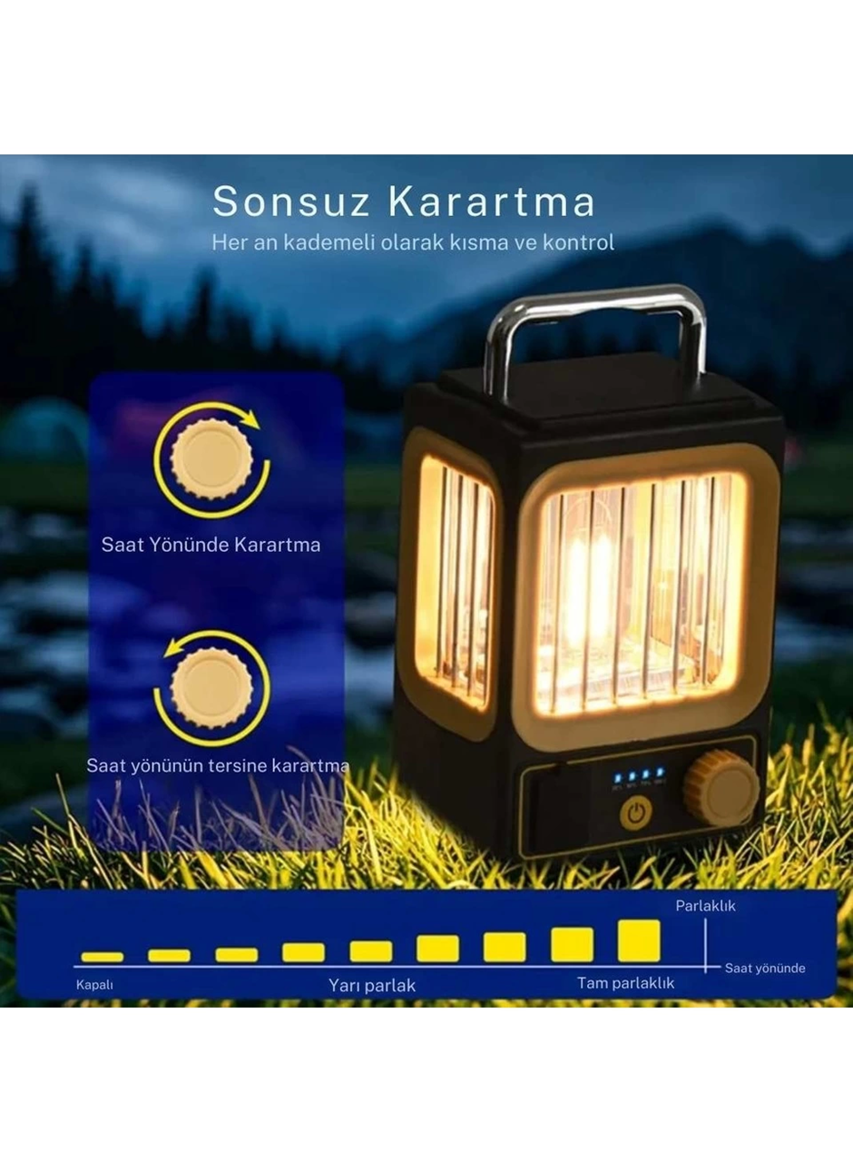Ampul Solar Şarj Edilebilir 12 Led 1 Rustikli Led Kamp Lambası (