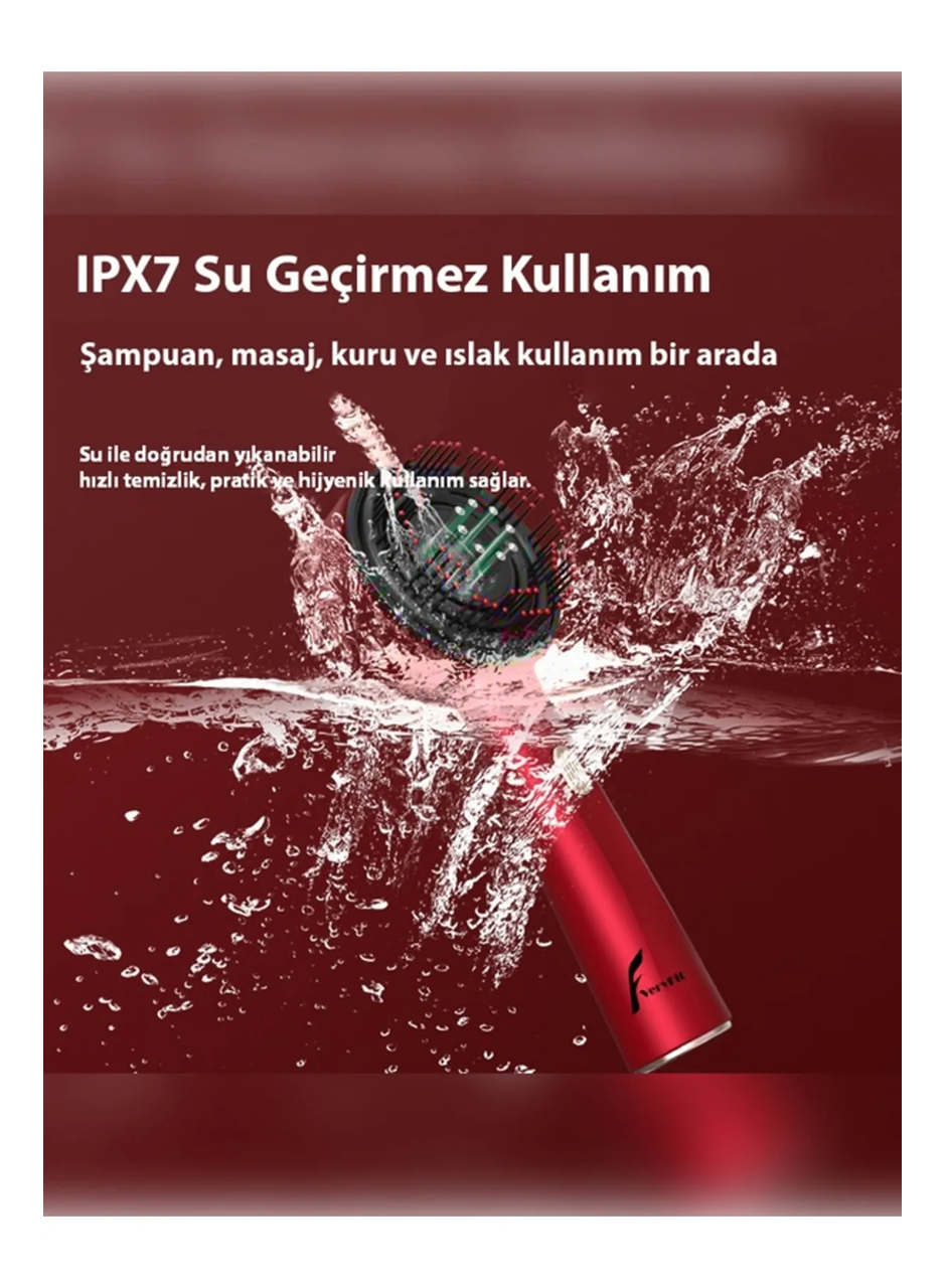 Şarjlı Ve Titreşimli Saç Masaj Tarağı Bakım Yağı Hazneli Fırça (