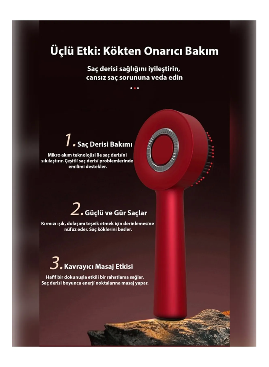 Şarjlı Ve Titreşimli Saç Masaj Tarağı Bakım Yağı Hazneli Fırça (