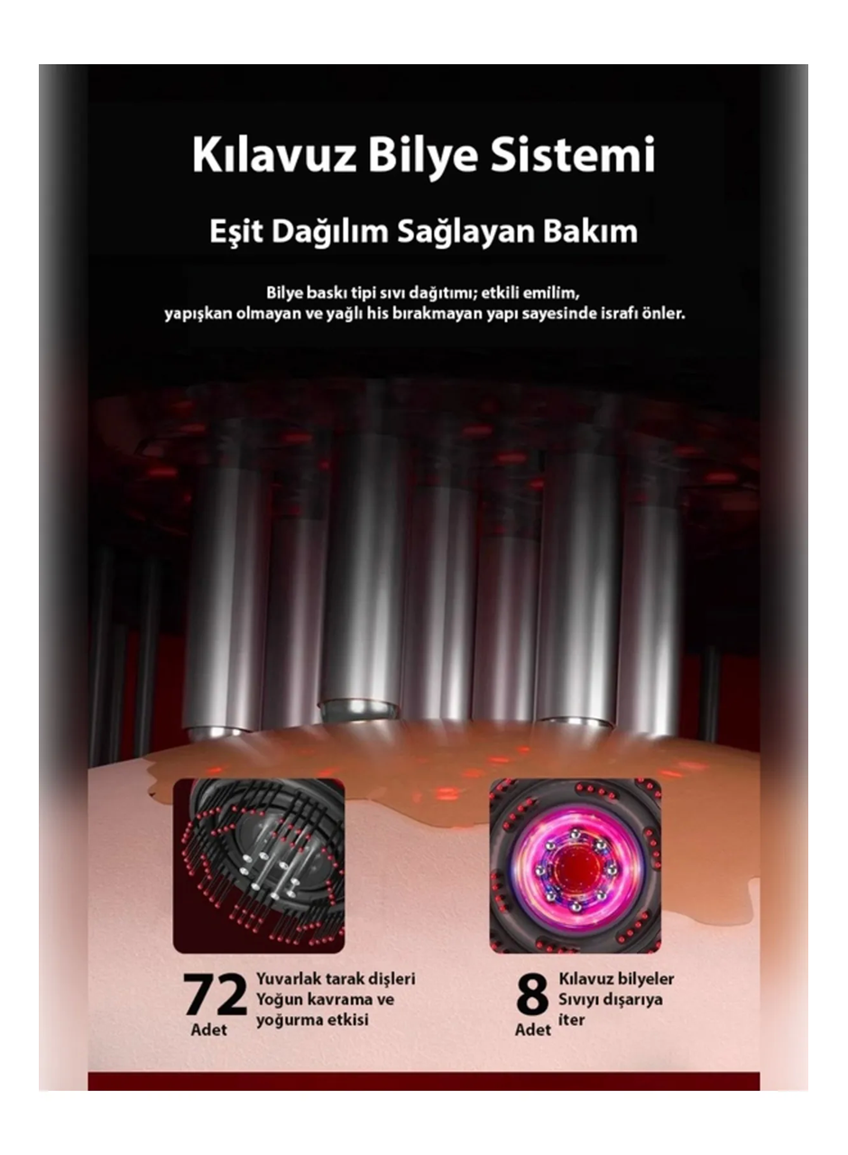 Şarjlı Ve Titreşimli Saç Masaj Tarağı Bakım Yağı Hazneli Fırça (