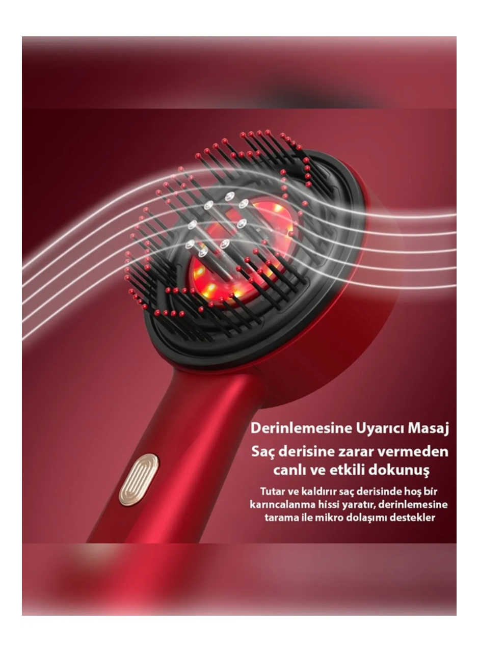 Şarjlı Ve Titreşimli Saç Masaj Tarağı Bakım Yağı Hazneli Fırça (