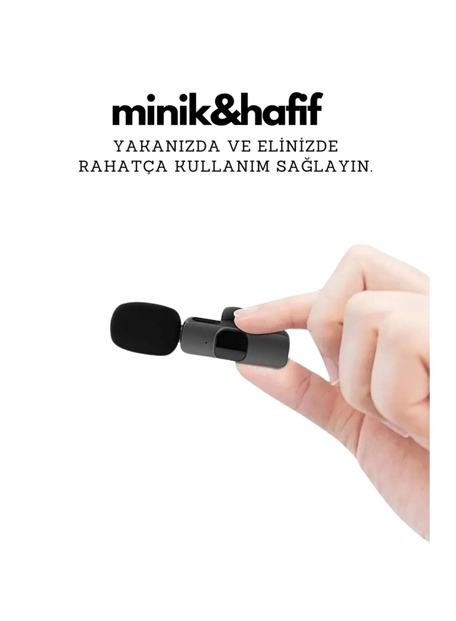 Type-C Çiftli Kablosuz Yaka Mikrofonu Seti - YouTube, TikTok, Vlog ve Canlı Yayınlar İçin Telefon Uyumlu Çift Mikrofon (