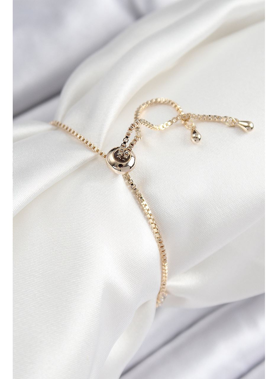 Pirinç Zirkon Taşlı Sıralı Ok Model Gold Renk Asansörlü Kadın Bileklik