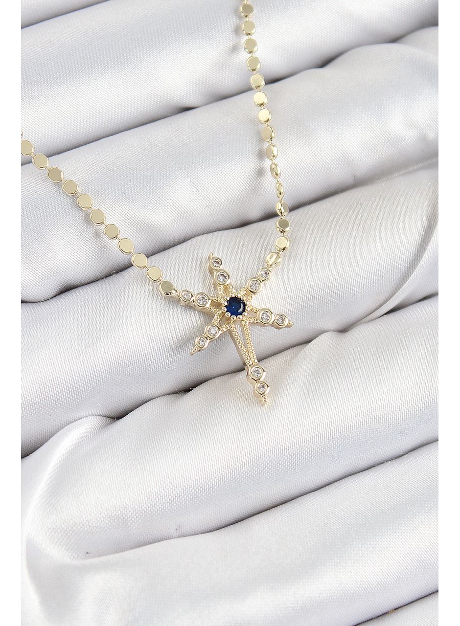 Pirinç Zirkon Taşlı Kutup Yıldızı Model Ezme Zincir Gold Renk Kadın Kolye