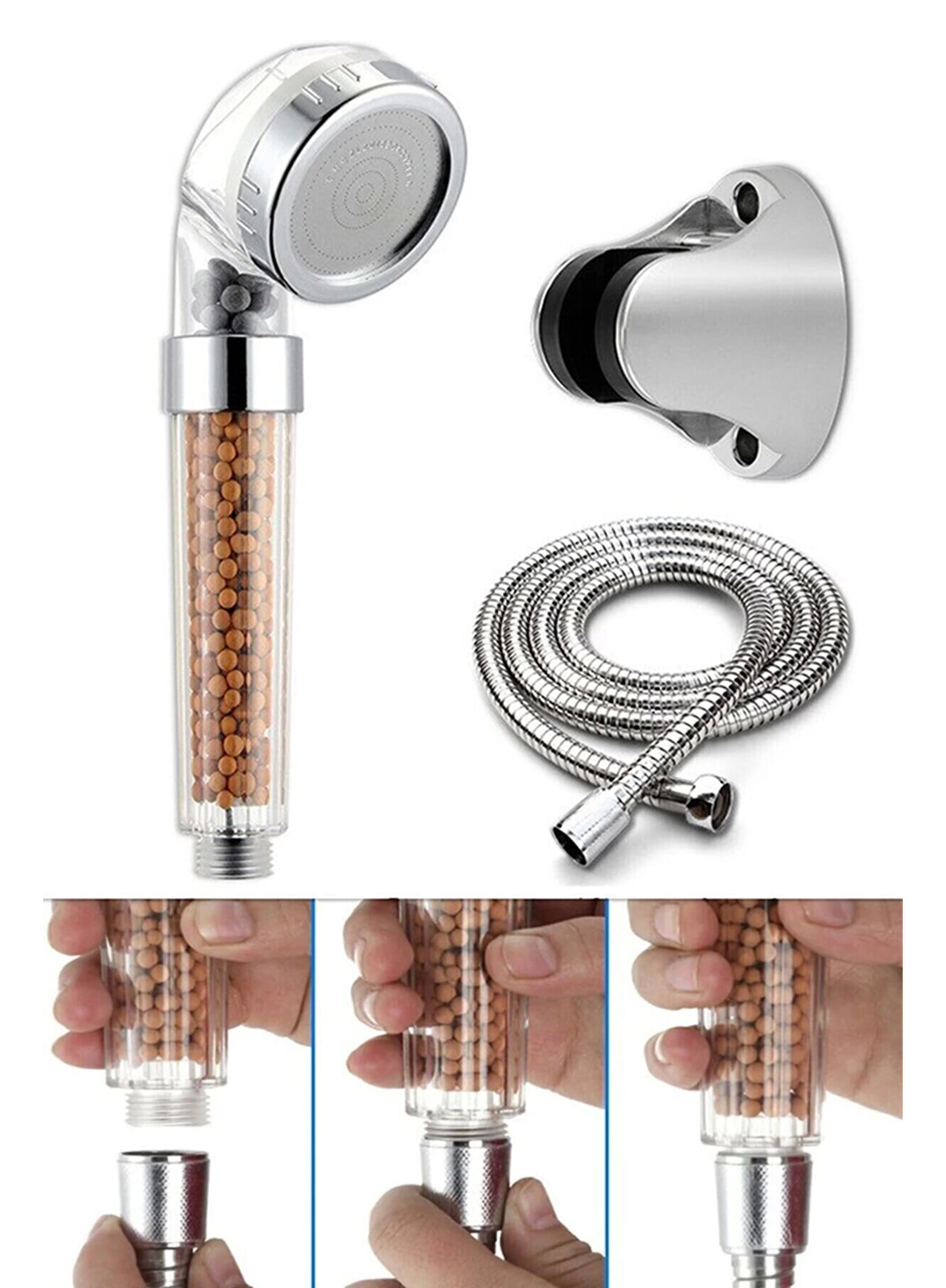 Filtreli Ve Su Tasarruflu Arıtmalı Duş Başlığı Seti Boncuklu Başlık Hortum Ve Mafsal Set (