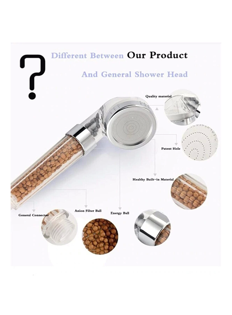 Filtreli Ve Su Tasarruflu Arıtmalı Duş Başlığı Seti Boncuklu Başlık Hortum Ve Mafsal Set (