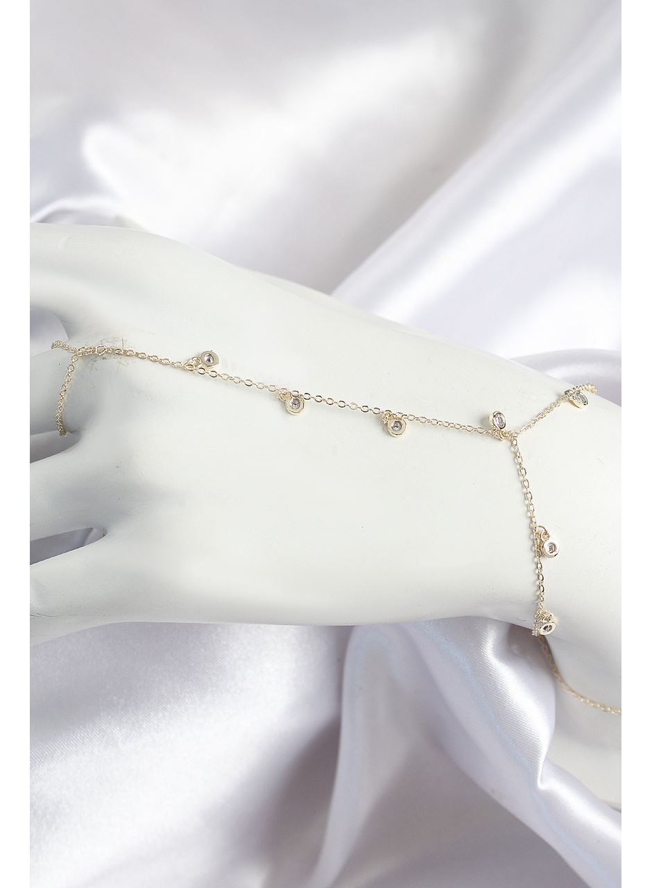 Pirinç Zirkon Taşlı Sallantılı Model Gold Renk Kadın Şahmeran