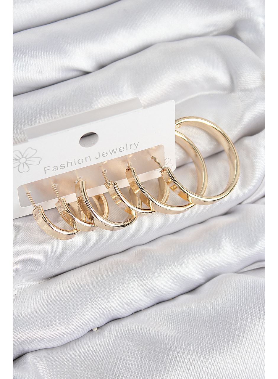 Pirinç Halka Model Gold Renk Kadın Set Küpe
