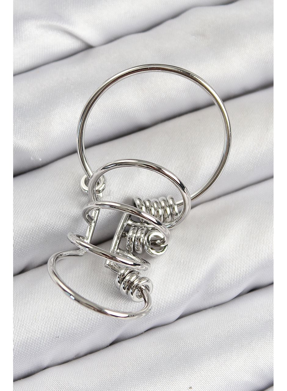 Pirinç Halkalı Model Gümüş Renk Kıkırdak Küpe