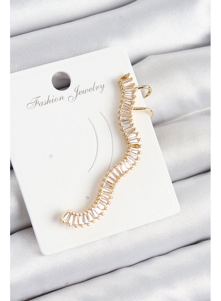 Pirinç Su Yolu Model Gold Renk Sağ Kıkırdak Küpe