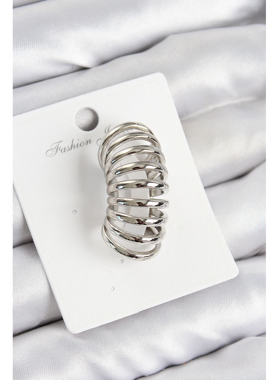 Pirinç Yay Model Gümüş Renk Sağ Kıkırdak Küpe