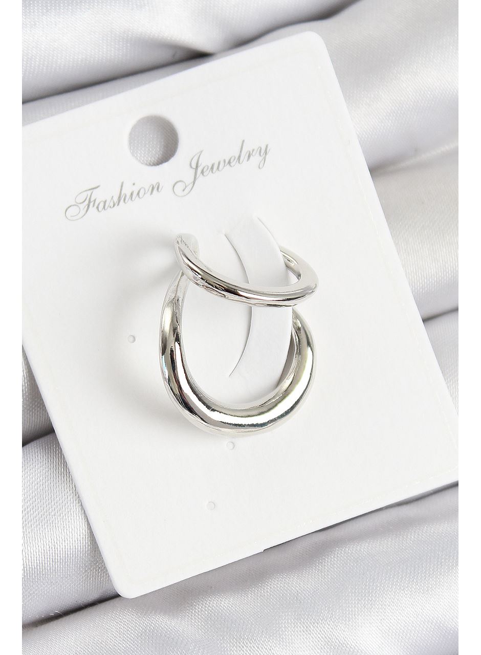 Pirinç Halka Model Gümüş Renk Sağ Kıkırdak Küpe