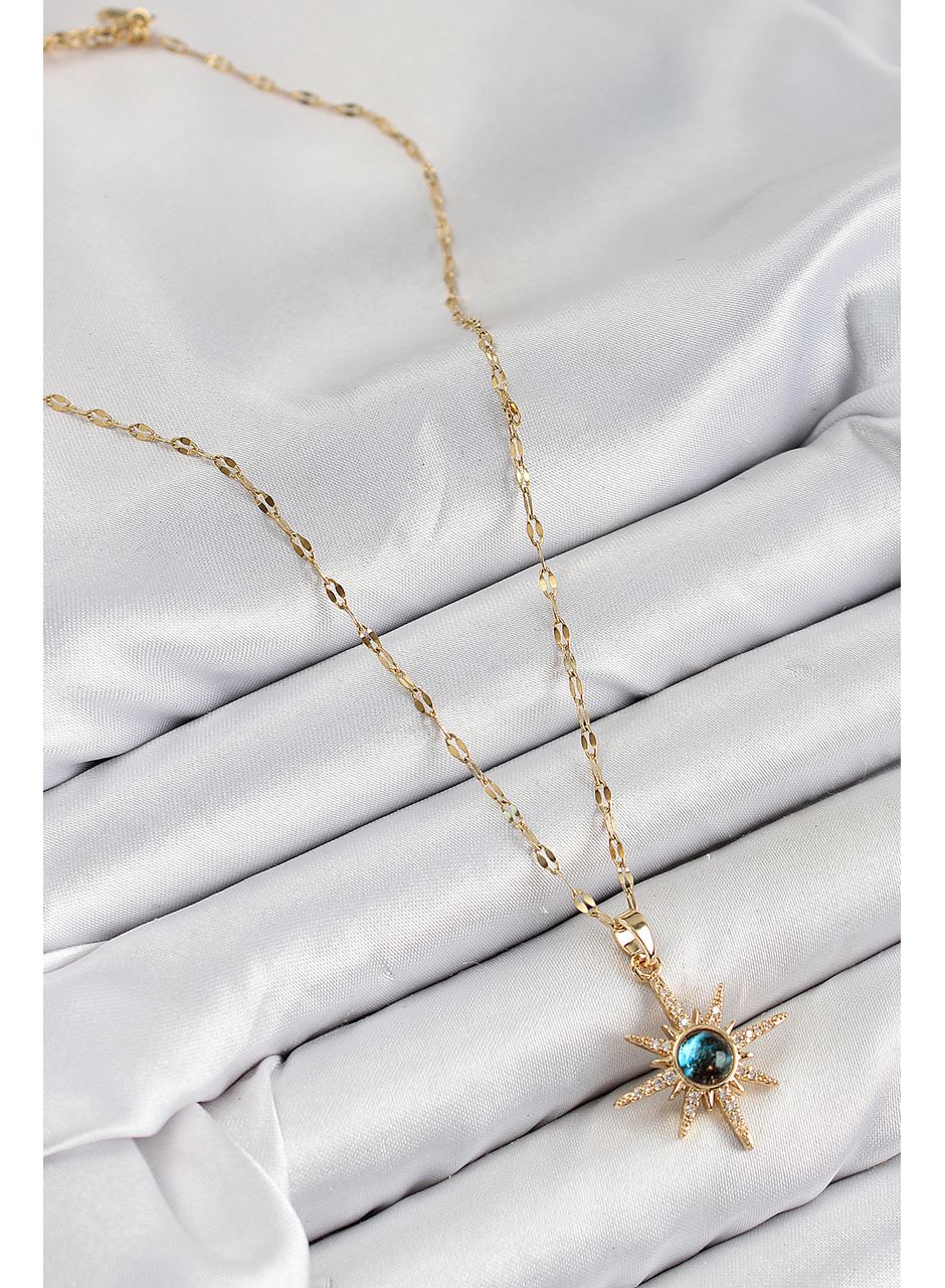 316L Çelik Zirkon Taşlı Kutup Yıldızı Model Gold Renk Kadın Kolye