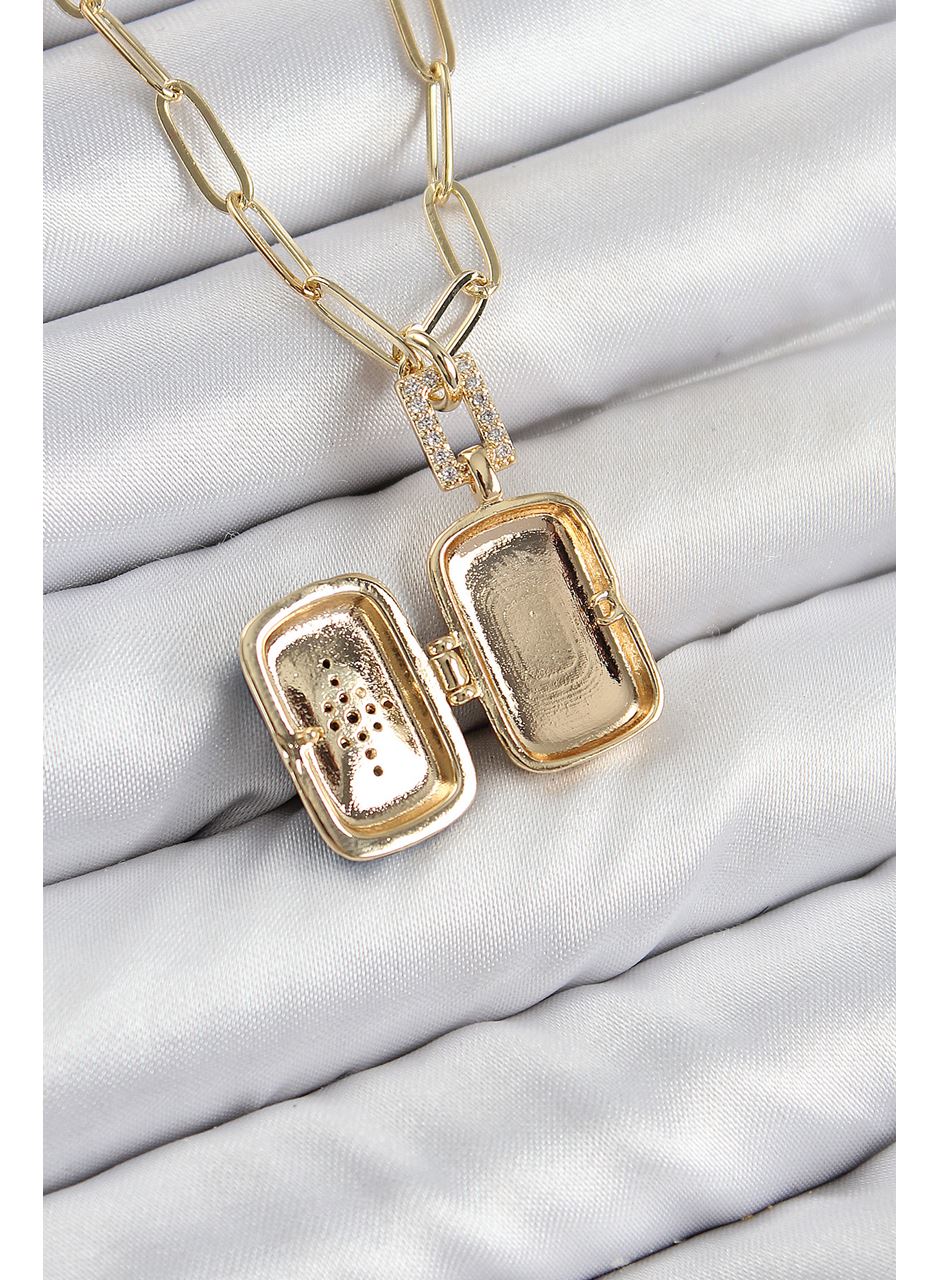 Pirinç Zirkon Taşlı Açılabilir Kutup Yıldızı Model Gold Renk Kadın Kolye