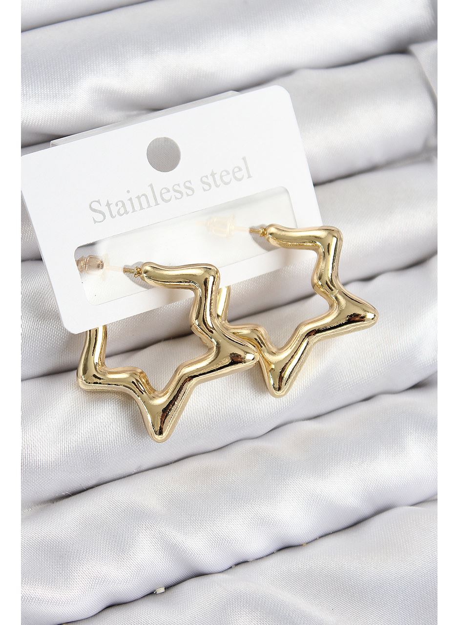 Pirinç Yıldız Model Gold Renk Kadın Küpe