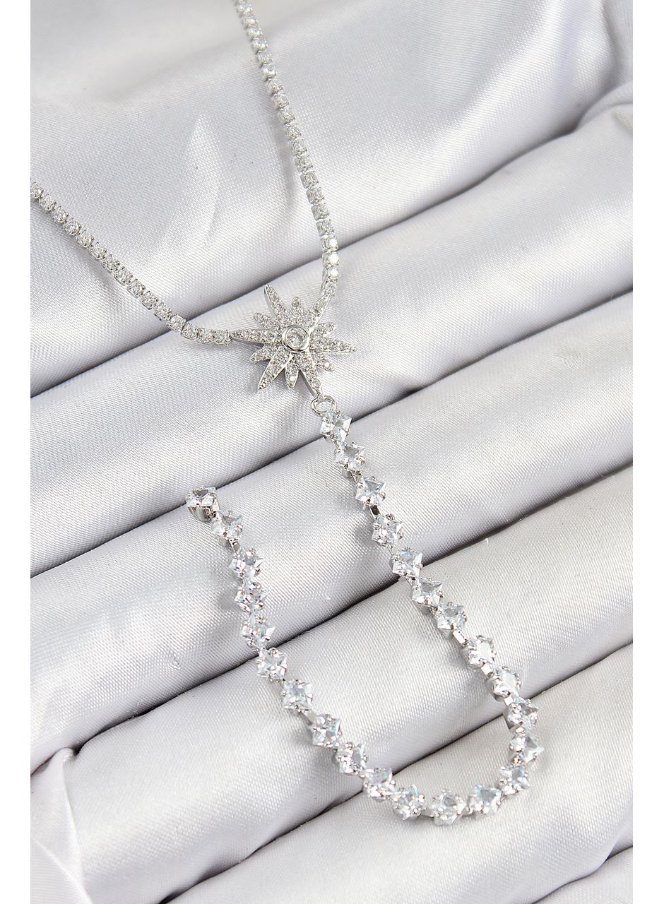 Pirinç Zirkon Taşlı Kutup Yıldızı Model Gold Renk Y Kolye