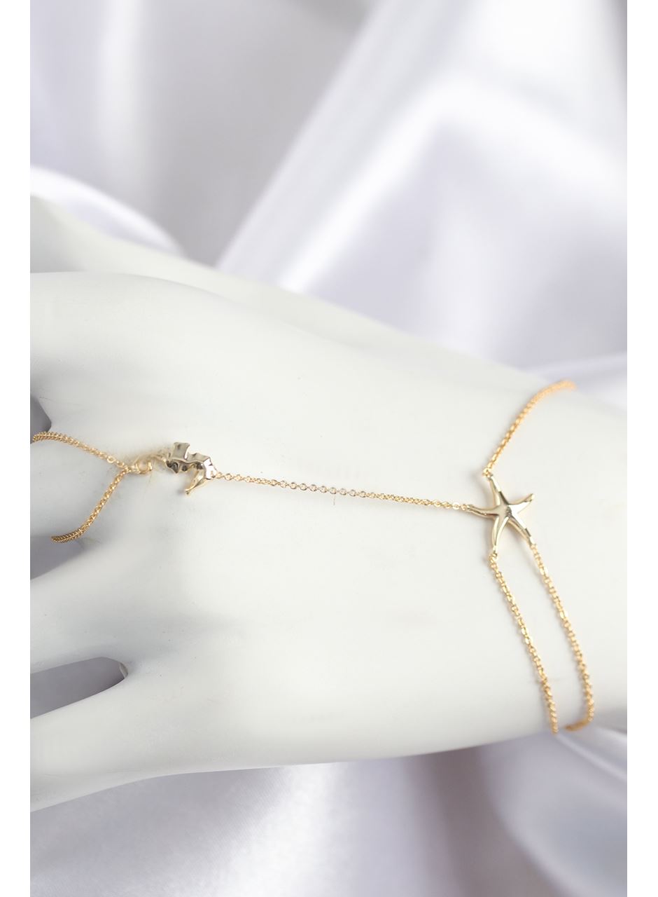 Pirinç Zirkon Taşlı Deniz Atı Ve Yıldız Model Gold Renk Şahmeran