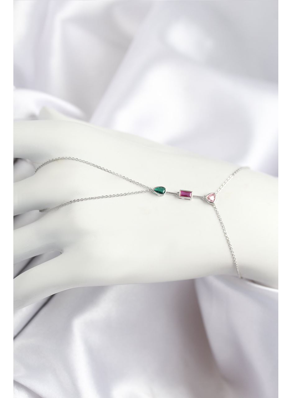 Pirinç Renkli Zirkon Taşlı Model Gümüş Renk Şahmeran