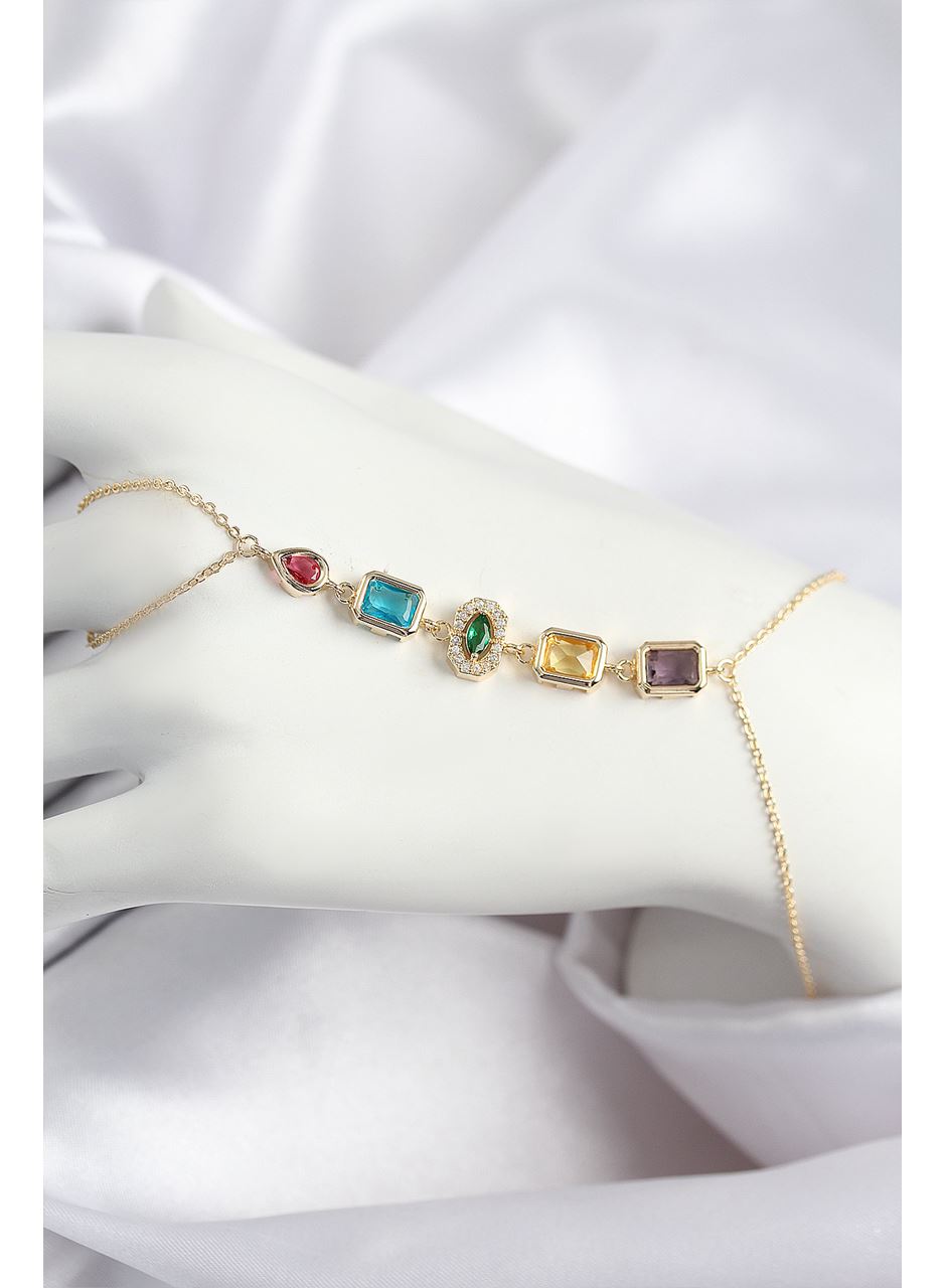 Pirinç Renkli Zirkon Taşlı Model Gold Renk Şahmeran