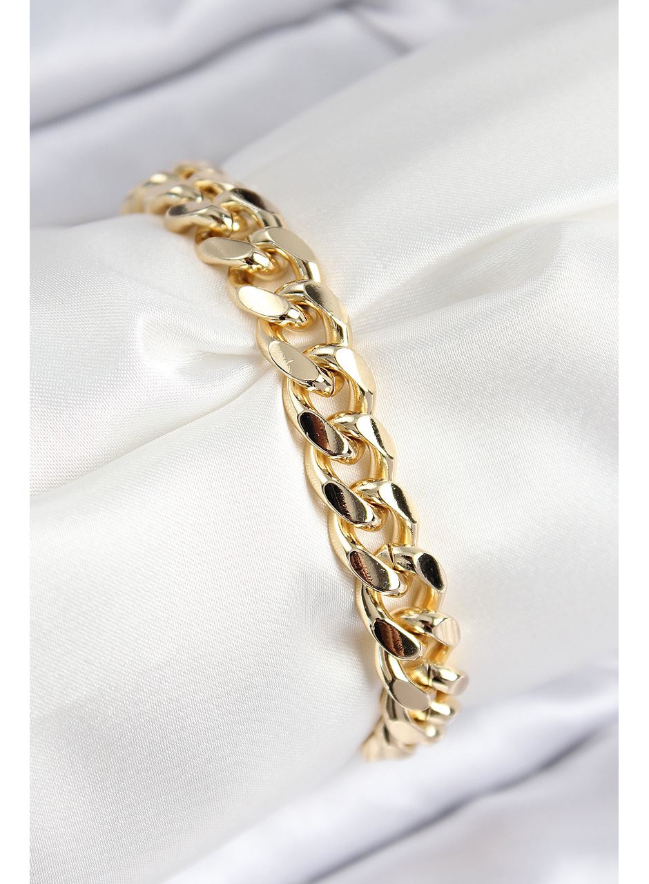 VIP Pirinç Zirkon Taşlı Klasik Zincir Model Gold Renk Kadın Bileklik