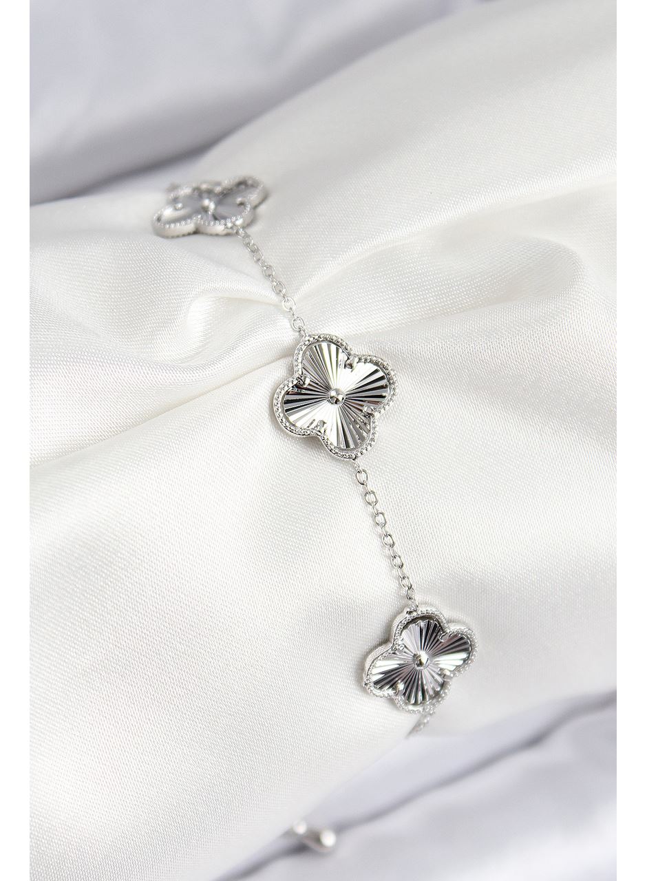 VIP Pirinç Yonca Model Gümüş Renk Kadın Bileklik