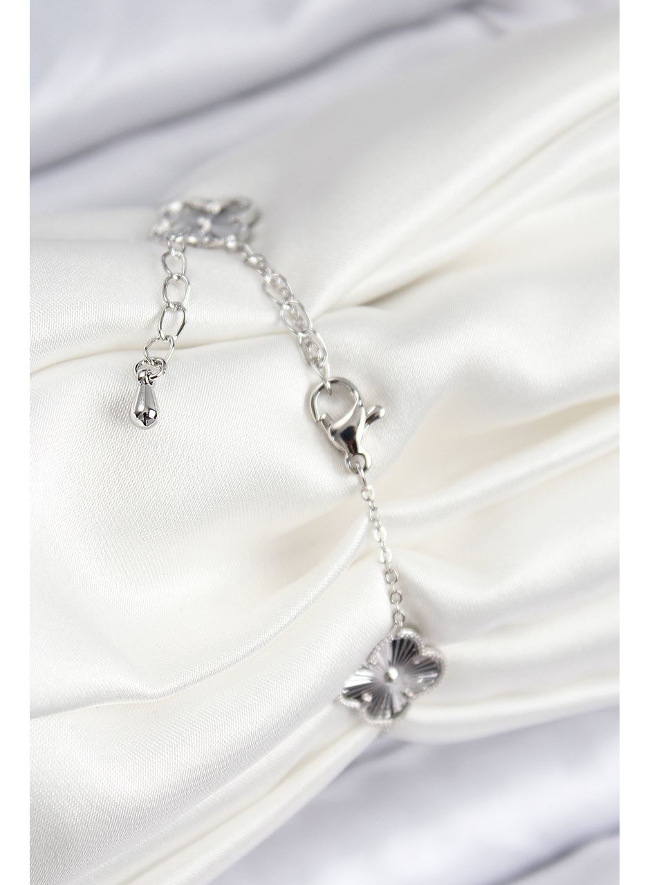 VIP Pirinç Yonca Model Gümüş Renk Kadın Bileklik