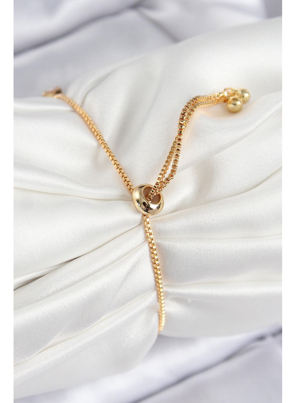 Pirinç Zirkon Taşlı Kare Model Gold Renk Asansörlü Kadın Bileklik