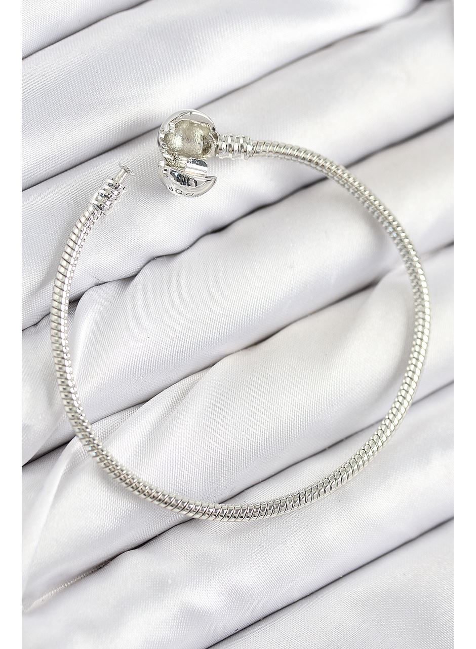 Pirinç Charm Topcuk Model Gümüş Renk Kadın Bileklik