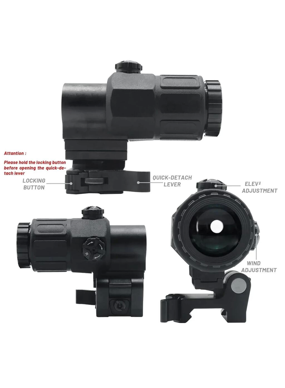 Magnifier 5x Yakınlaştırmalı Dürbün - 22mm Ray Uyumlu, Katlanır Yaylı Ayaklı (