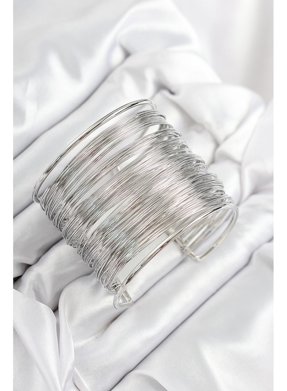 Pirinç Tel Sarma Model Gümüş Renk Kadın Bileklilk